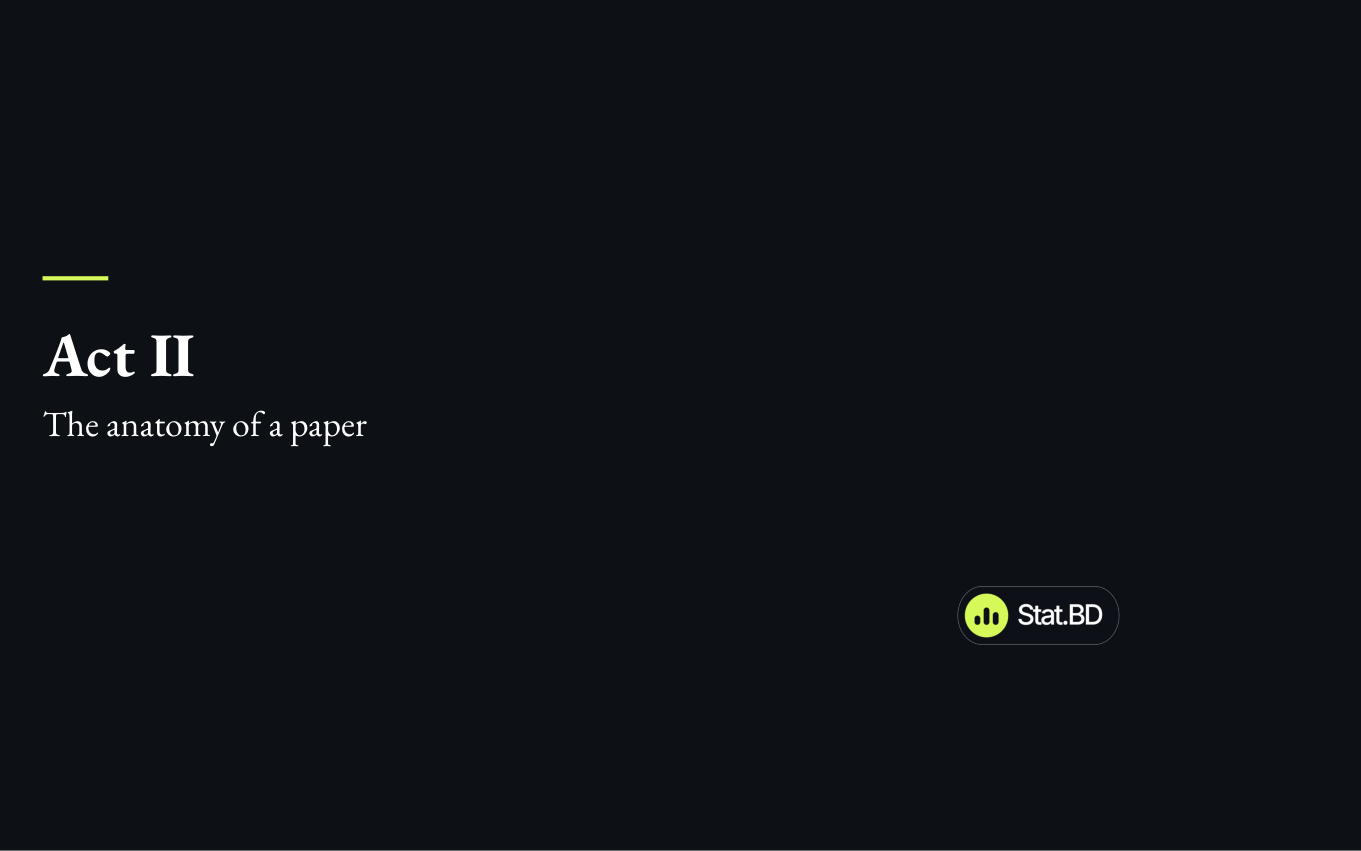 Session 1, Act II · The anatomy of a paper: Act II · The anatomy of a paper.